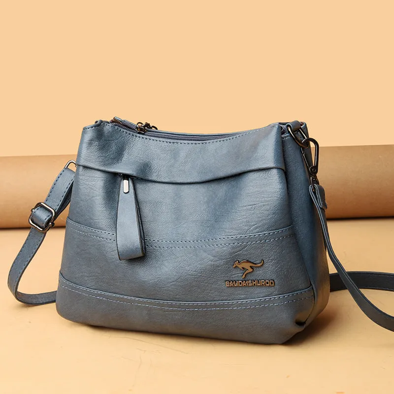 Soft PU leather shoulder messenger bag for women, urban simplicity style, multiple colours including black and yellow