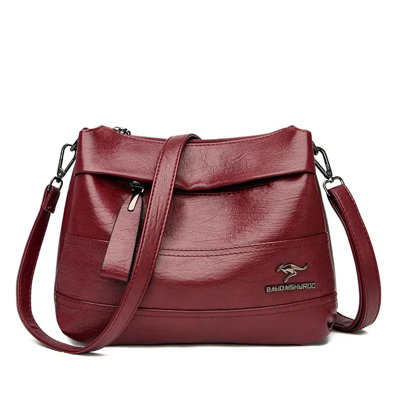 Soft PU leather shoulder messenger bag for women, urban simplicity style, multiple colours including black and yellow