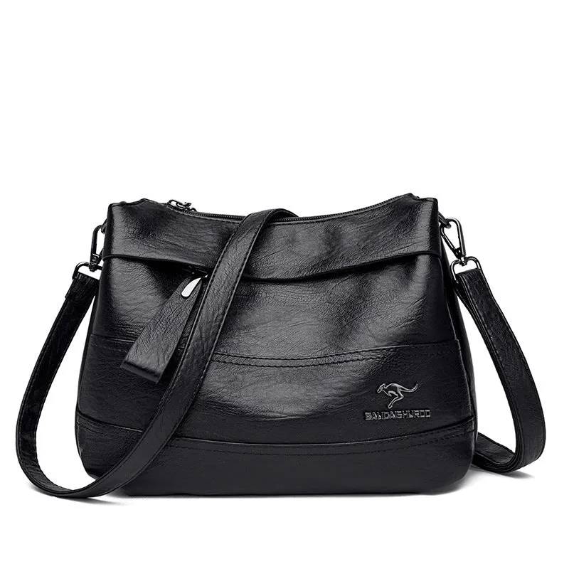 Soft PU leather shoulder messenger bag for women, urban simplicity style, multiple colours including black and yellow