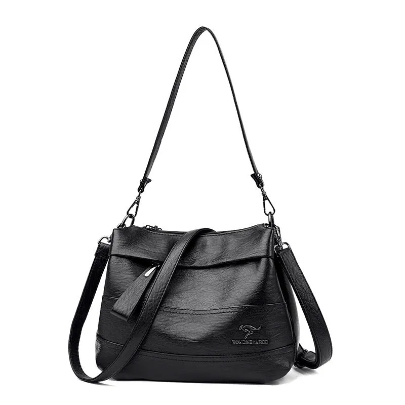 Soft PU leather shoulder messenger bag for women, urban simplicity style, multiple colours including black and yellow