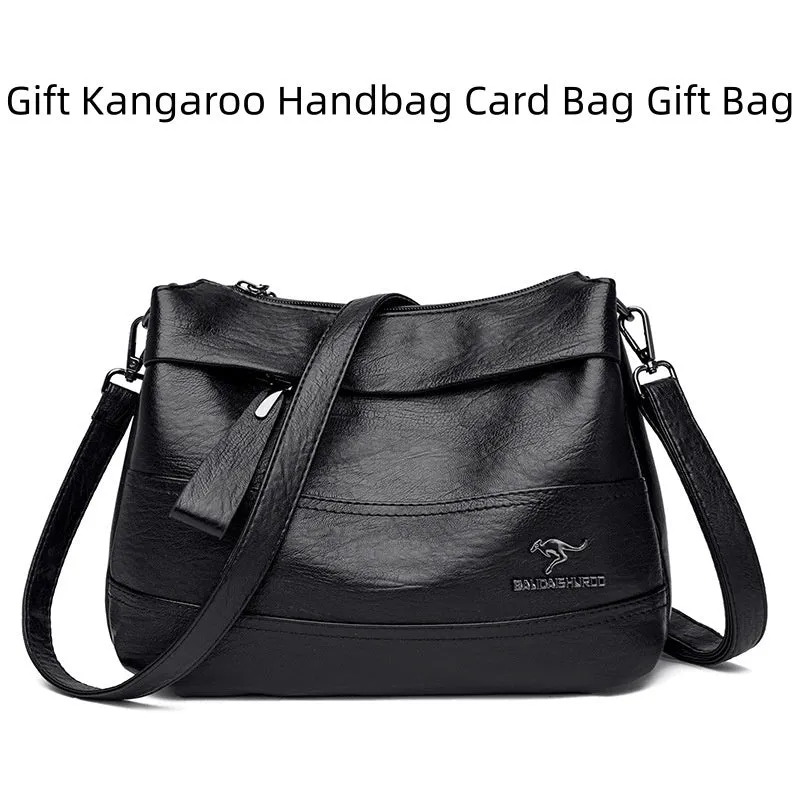 Soft PU leather shoulder messenger bag for women, urban simplicity style, multiple colours including black and yellow