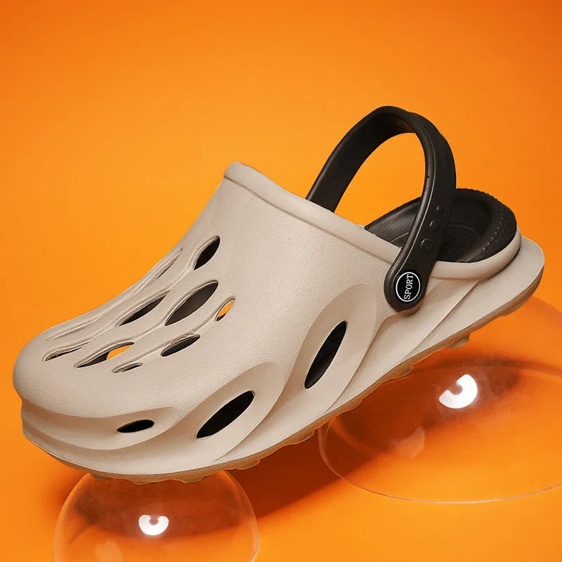 Indoor outdoor dual-use lazy beach sandals for men in gray EVA with injection moulded construction