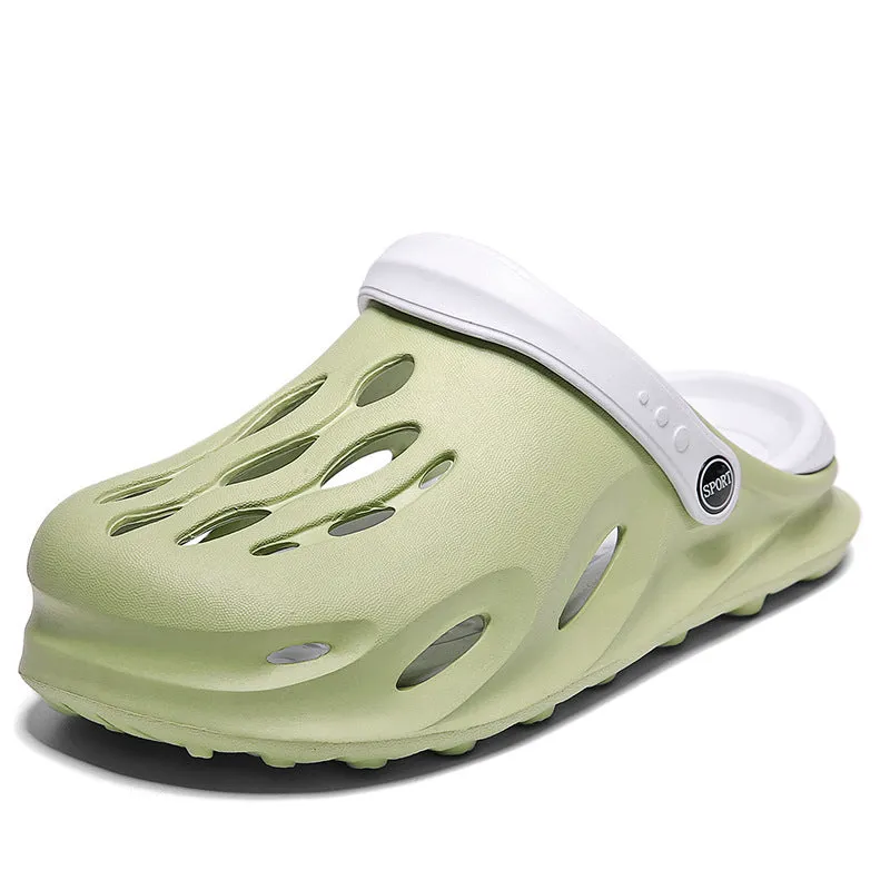 Indoor outdoor dual-use lazy beach sandals for men in gray EVA with injection moulded construction
