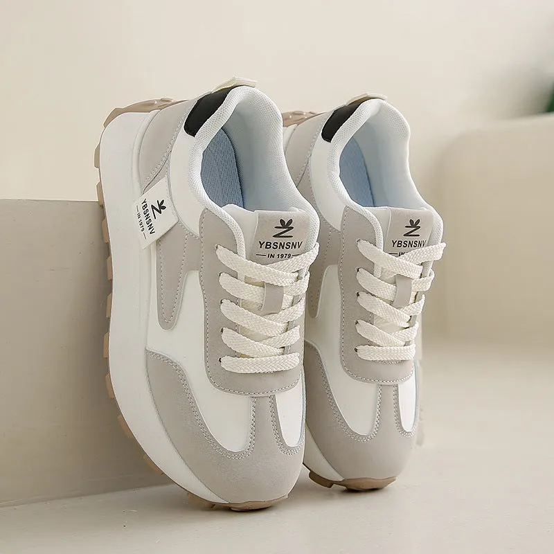 Women's casual all-matching printed sports running shoes in Card Black with rubber sole and front lace-up closure