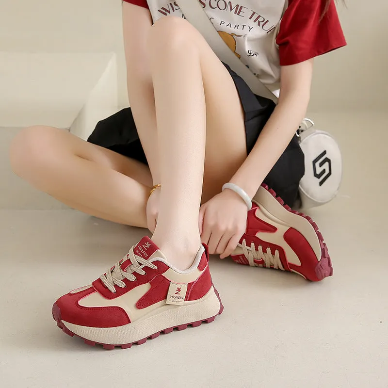 Women's casual all-matching printed sports running shoes in Card Black with rubber sole and front lace-up closure