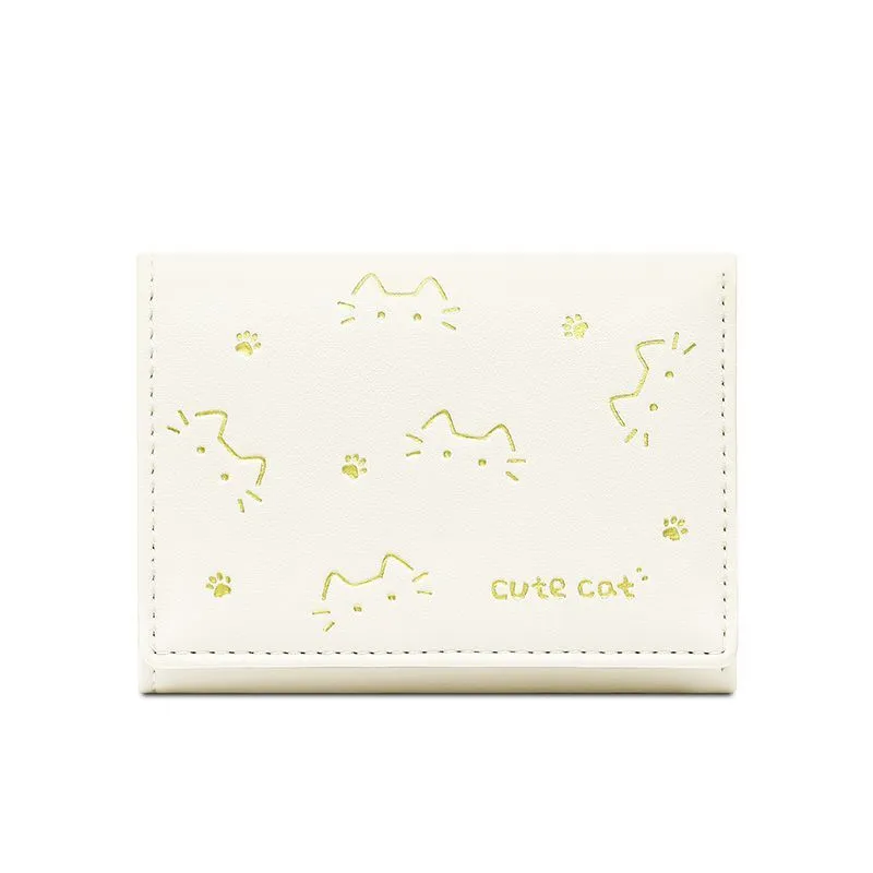 New short folding small wallet for women with cartoon animation print in purple colour