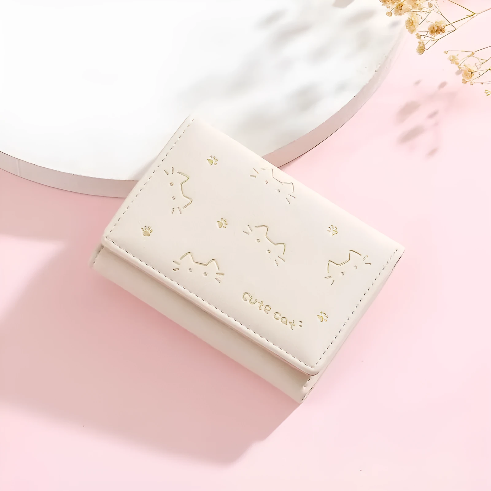 New short folding small wallet for women with cartoon animation print in purple colour