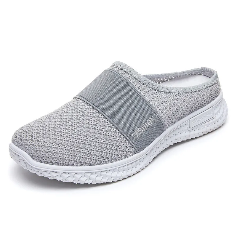 Women's mesh casual shoes with hollow-out design in G-2306 purple colour with flat heel