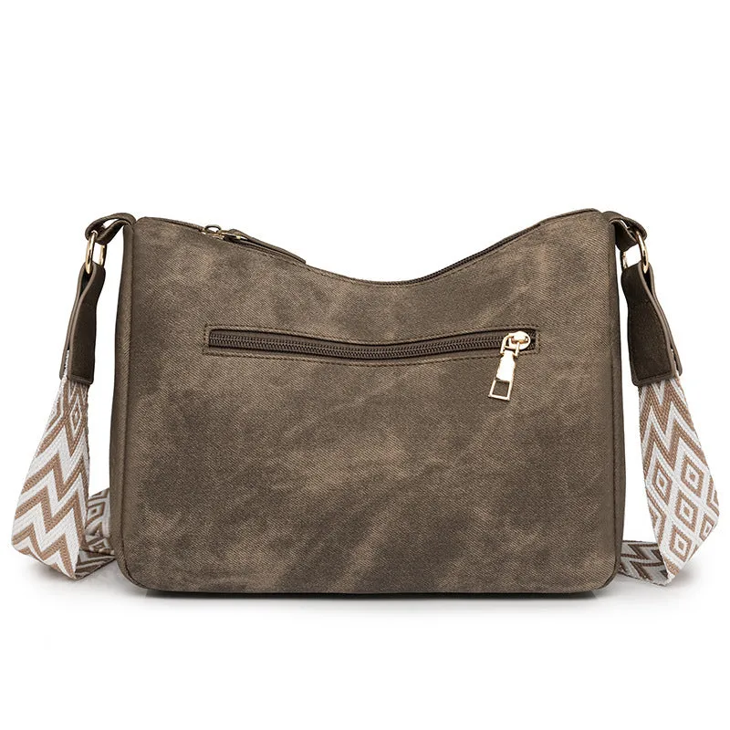 Large capacity one shoulder crossbody bag for women, soft PU leather, waterproof and wear-resistant, outer sandwich pocket, zippered change pocket, available in five colours