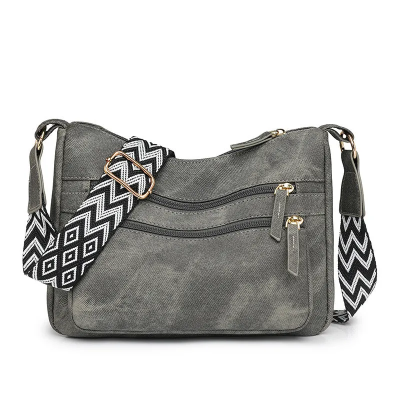 Large capacity one shoulder crossbody bag for women, soft PU leather, waterproof and wear-resistant, outer sandwich pocket, zippered change pocket, available in five colours