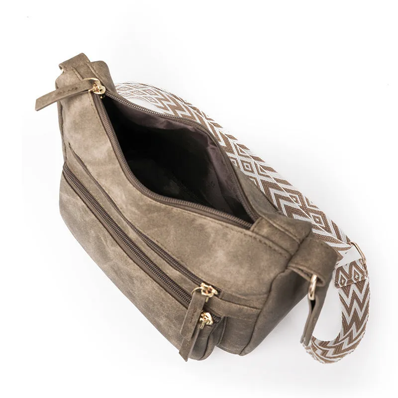 Large capacity one shoulder crossbody bag for women, soft PU leather, waterproof and wear-resistant, outer sandwich pocket, zippered change pocket, available in five colours