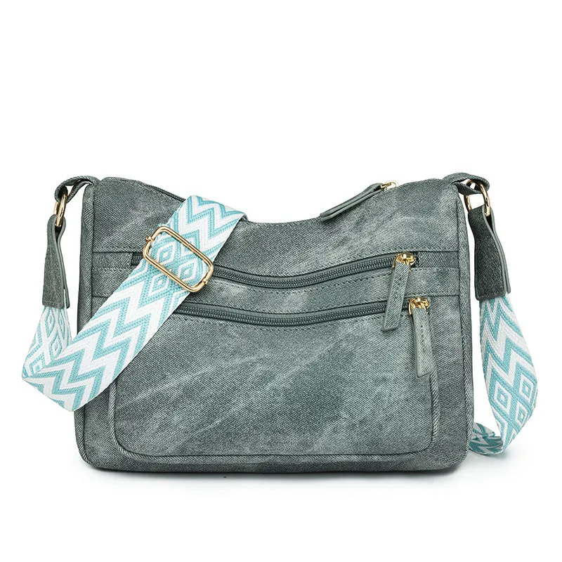 Large capacity one shoulder crossbody bag for women, soft PU leather, waterproof and wear-resistant, outer sandwich pocket, zippered change pocket, available in five colours