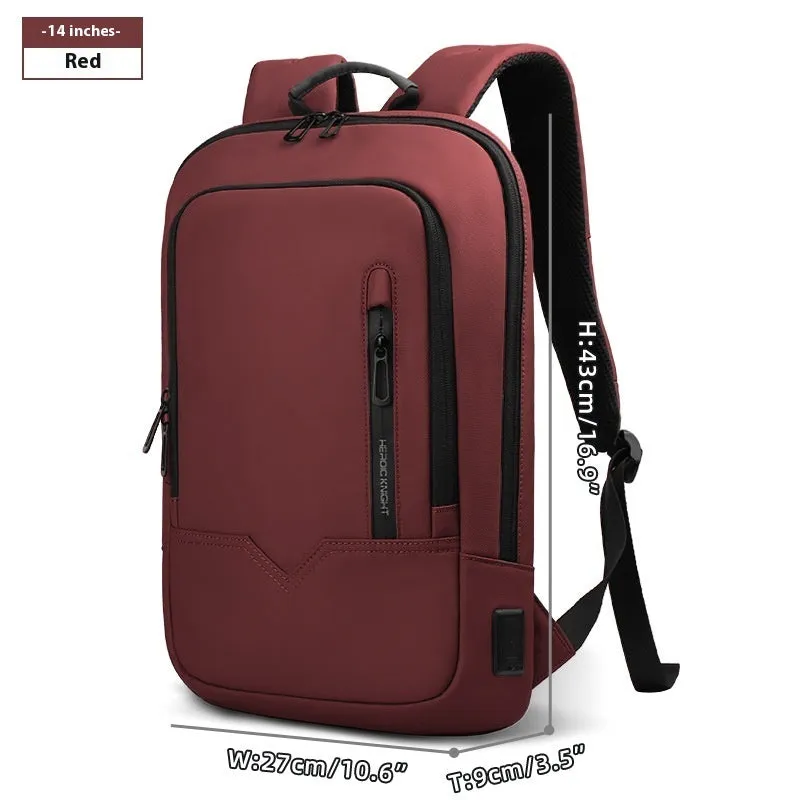 Lightweight small polyester commuter backpack with USB port, shown in a solid colour.