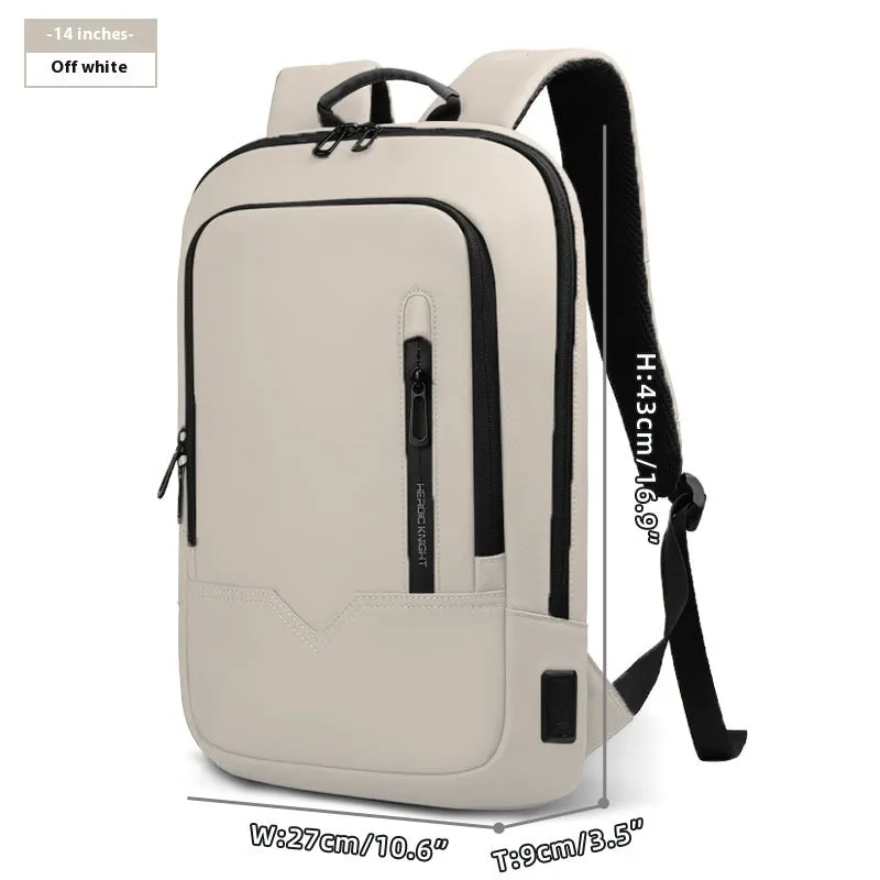 Lightweight small polyester commuter backpack with USB port, shown in a solid colour.