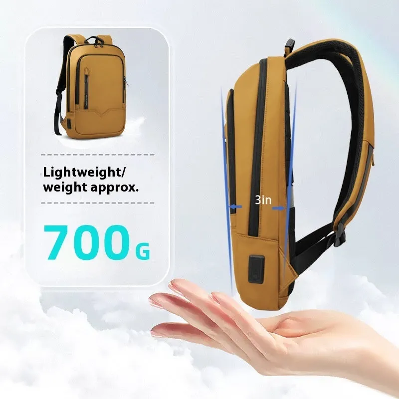 Lightweight small polyester commuter backpack with USB port, shown in a solid colour.
