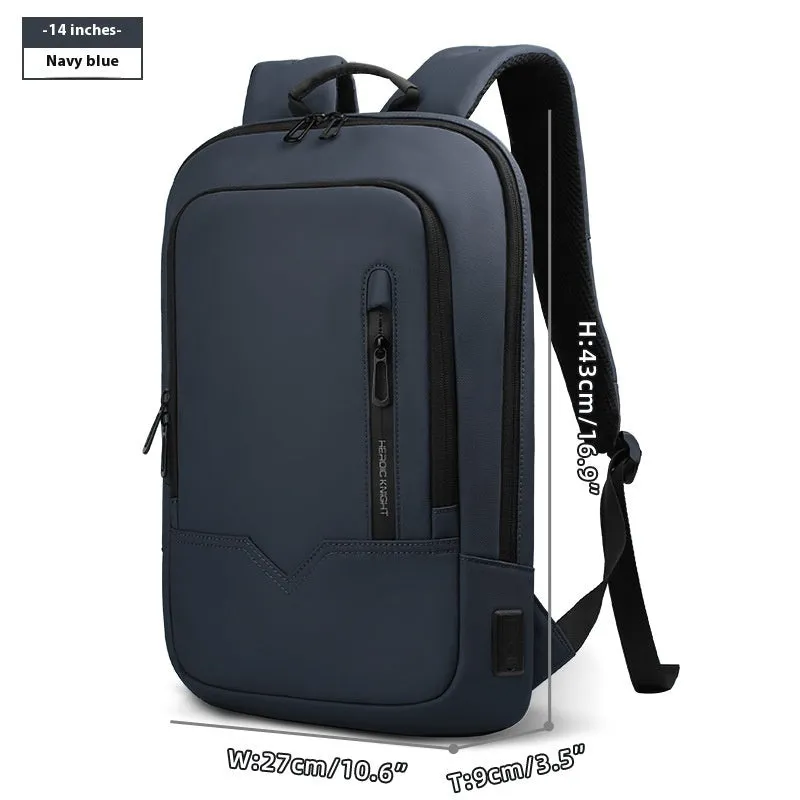 Lightweight small polyester commuter backpack with USB port, shown in a solid colour.