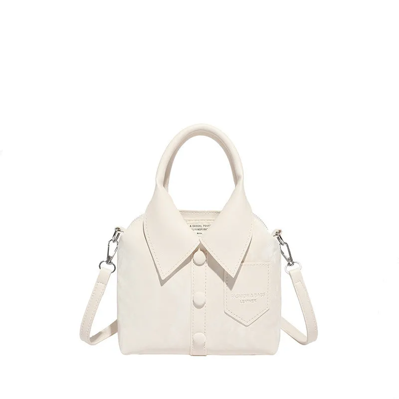 Women's creative messenger bag shirt style PU medium soft square vertical single shoulder strap