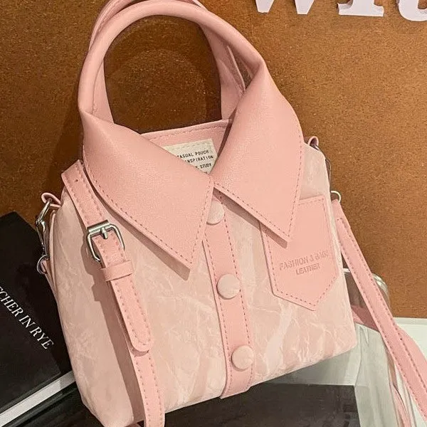 Women's creative messenger bag shirt style PU medium soft square vertical single shoulder strap