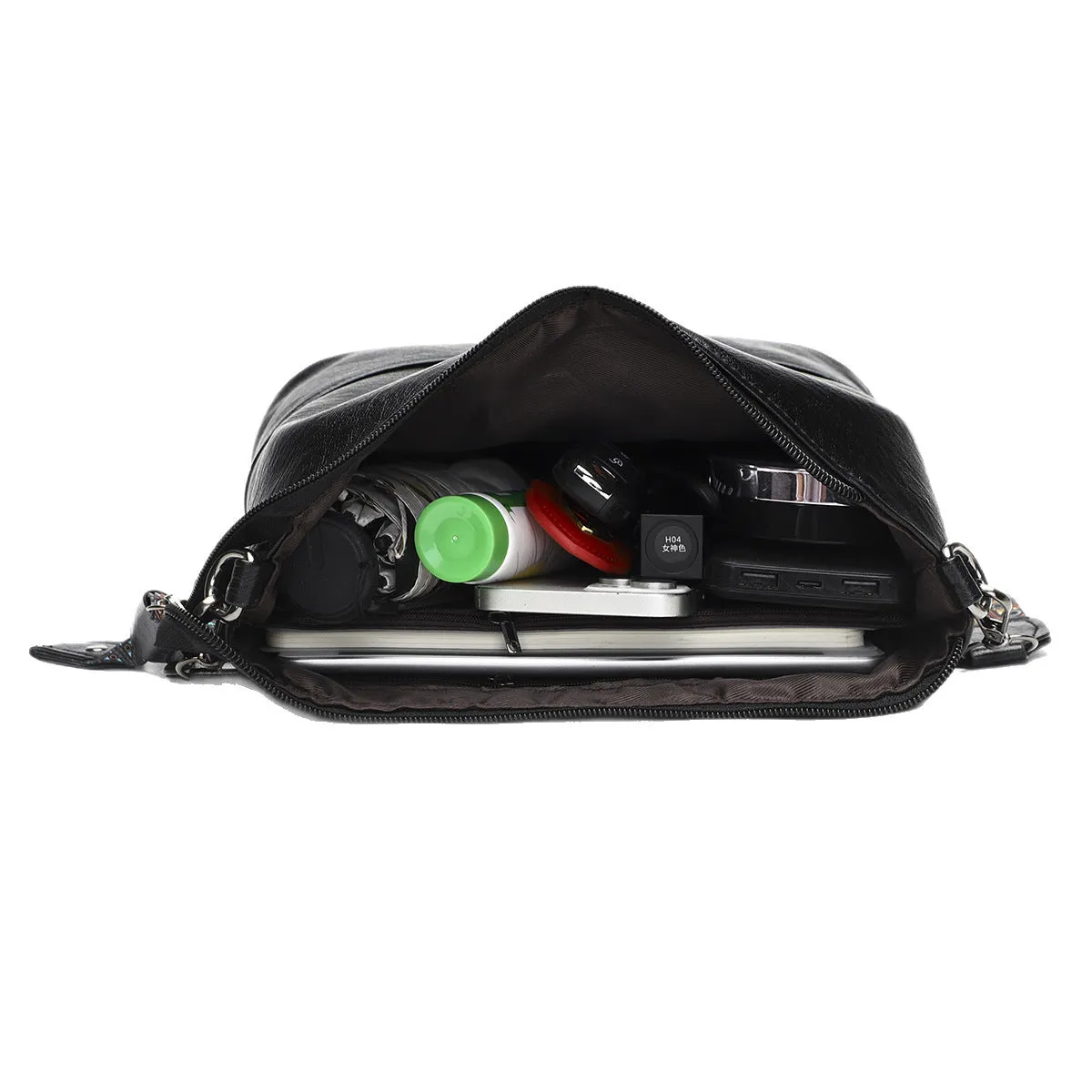 Simple all-match shoulder messenger bag in PU, horizontal square shape, six colour options including beige and black