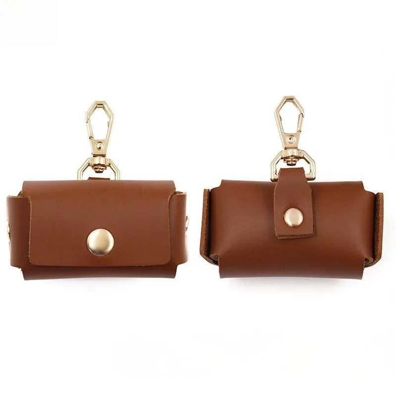 Leather ring storage bag in solid colour with hard shell design, 57x25x35mm, Korean style