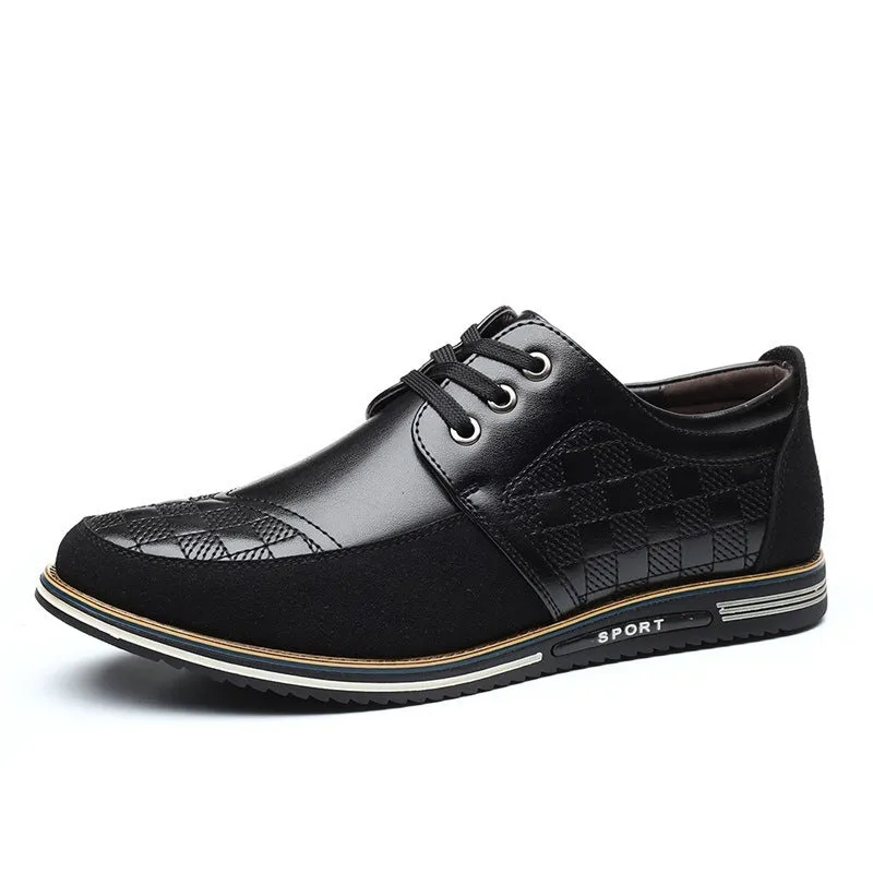 Autumn men's casual lace-up driving shoes in cowhide leather, size 46, brown colour