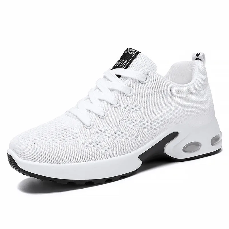 Breathable soft sole women's sneakers in 814 black with mesh lining, PVC sole, low heel, and round toe design