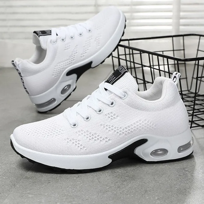 Breathable soft sole women's sneakers in 814 black with mesh lining, PVC sole, low heel, and round toe design