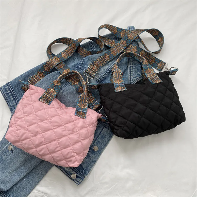 Soft Oxford cloth messenger bag in horizontal square shape with single shoulder strap