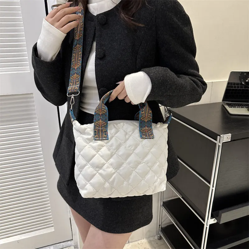 Soft Oxford cloth messenger bag in horizontal square shape with single shoulder strap