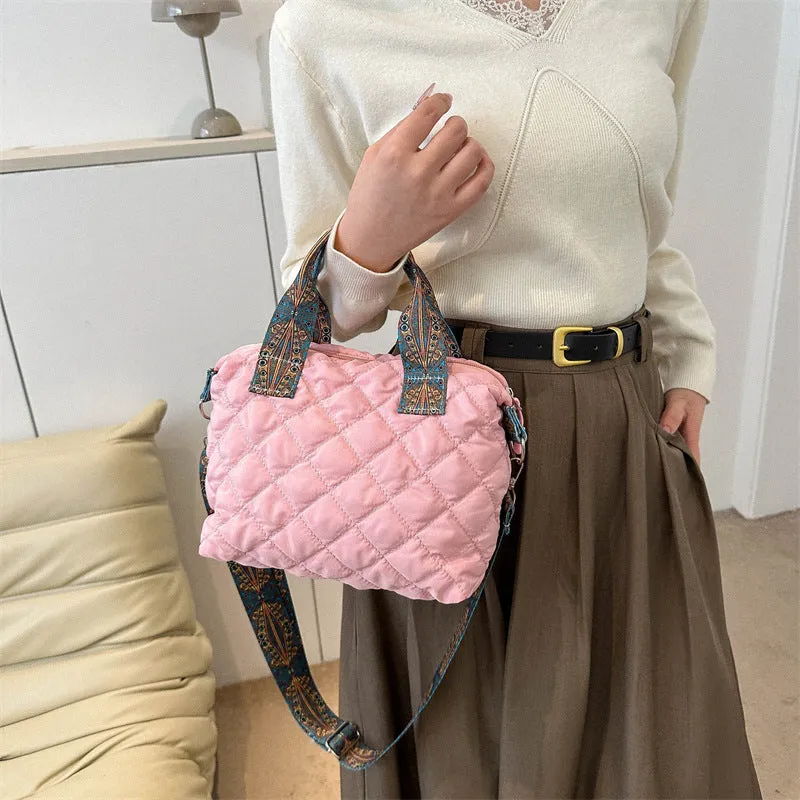 Soft Oxford cloth messenger bag in horizontal square shape with single shoulder strap