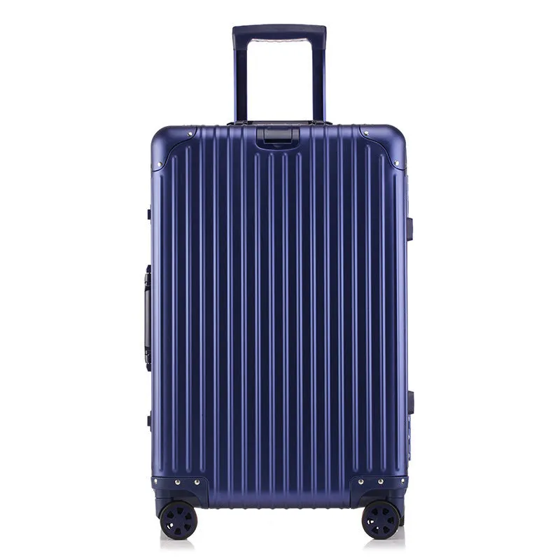 20 inch silver diamond frosted unisex suitcase trolley with ID pocket and pull handle