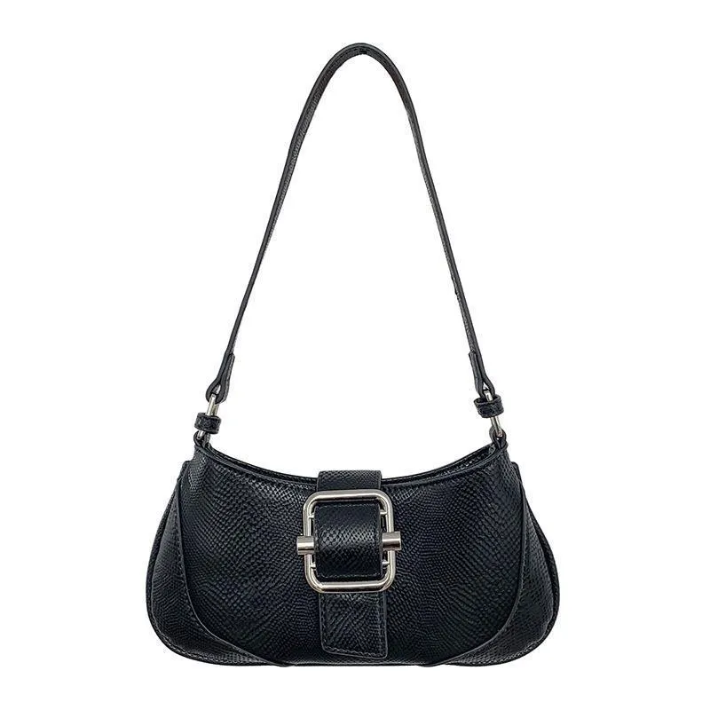 Retro underarm baguette bag in PU with high-grade stitching, sandwich pocket, and phone pocket