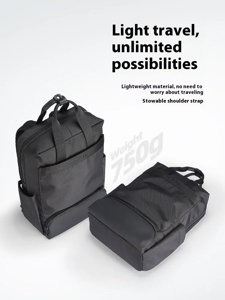 Elegant black Oxford cloth computer backpack with a capacity of 20-35 litres.