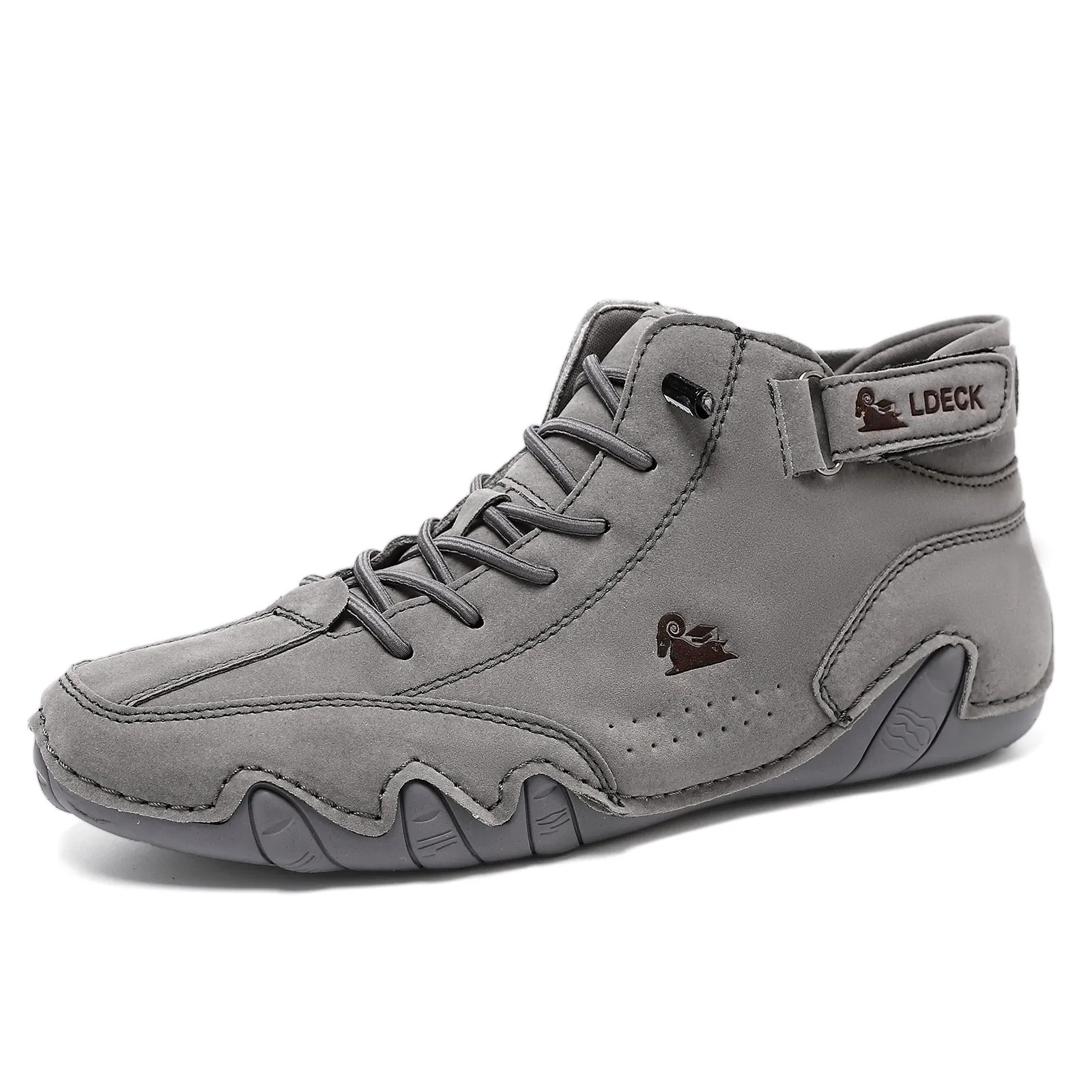 High top octopus men's boots in khaki colour showing round toe design and middle tube height