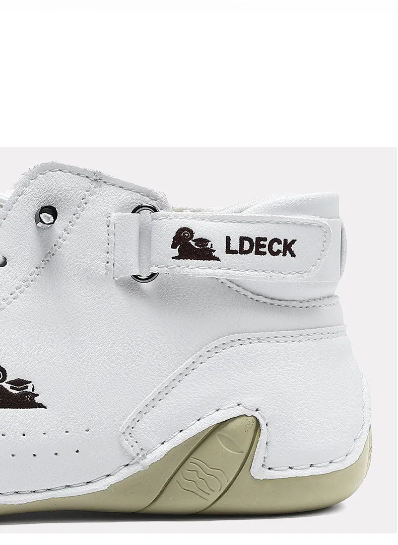 Men's khaki high-top ankle boots with round toe and flat heel on a white background.