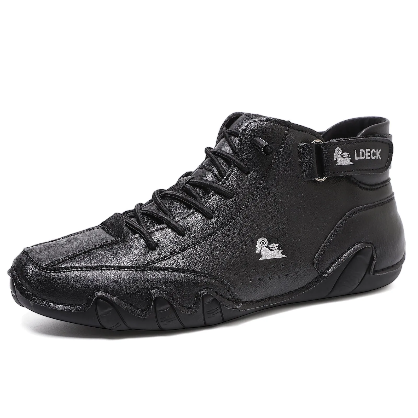 High top octopus men's boots in khaki colour showing round toe design and middle tube height