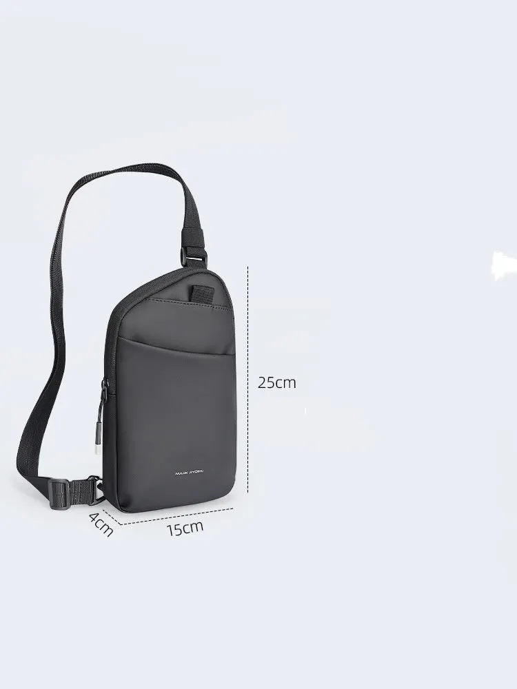 Men's elegant black crossbody bag made from lightweight Oxford cloth with reinforced sewing details