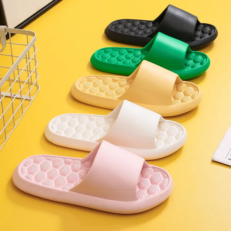 Summer slippers with grape particle massage sole in pink colour, EVA material, unisex design for indoor use