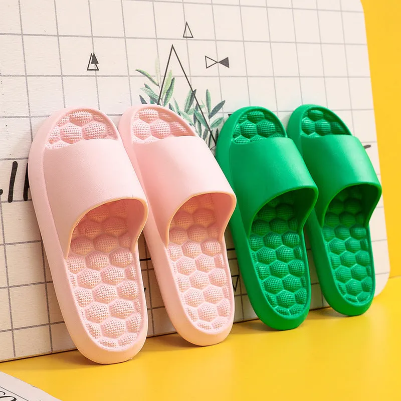 Summer slippers with grape particle massage sole in pink colour, EVA material, unisex design for indoor use