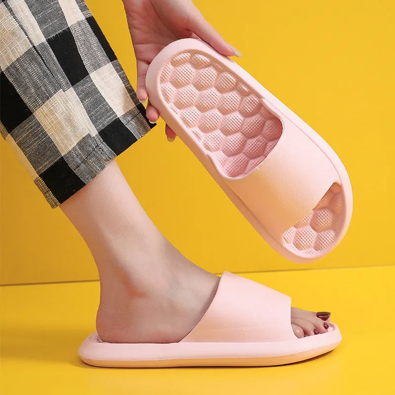 Summer slippers with grape particle massage sole in pink colour, EVA material, unisex design for indoor use