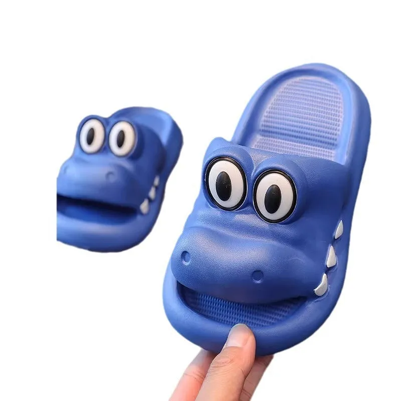 EVA animal pattern parent child sandals in pink, green, yellow, or blue for family outdoor wear