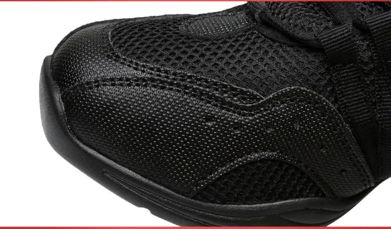 Modern jazz dance air cushion elevator shoes for women in black colour with cotton mesh upper