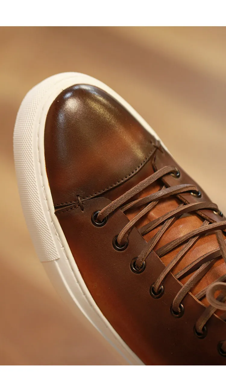Retro brown cow suede lace-up sneakers, sizes 38-44, handmade nubuck leather casual shoe