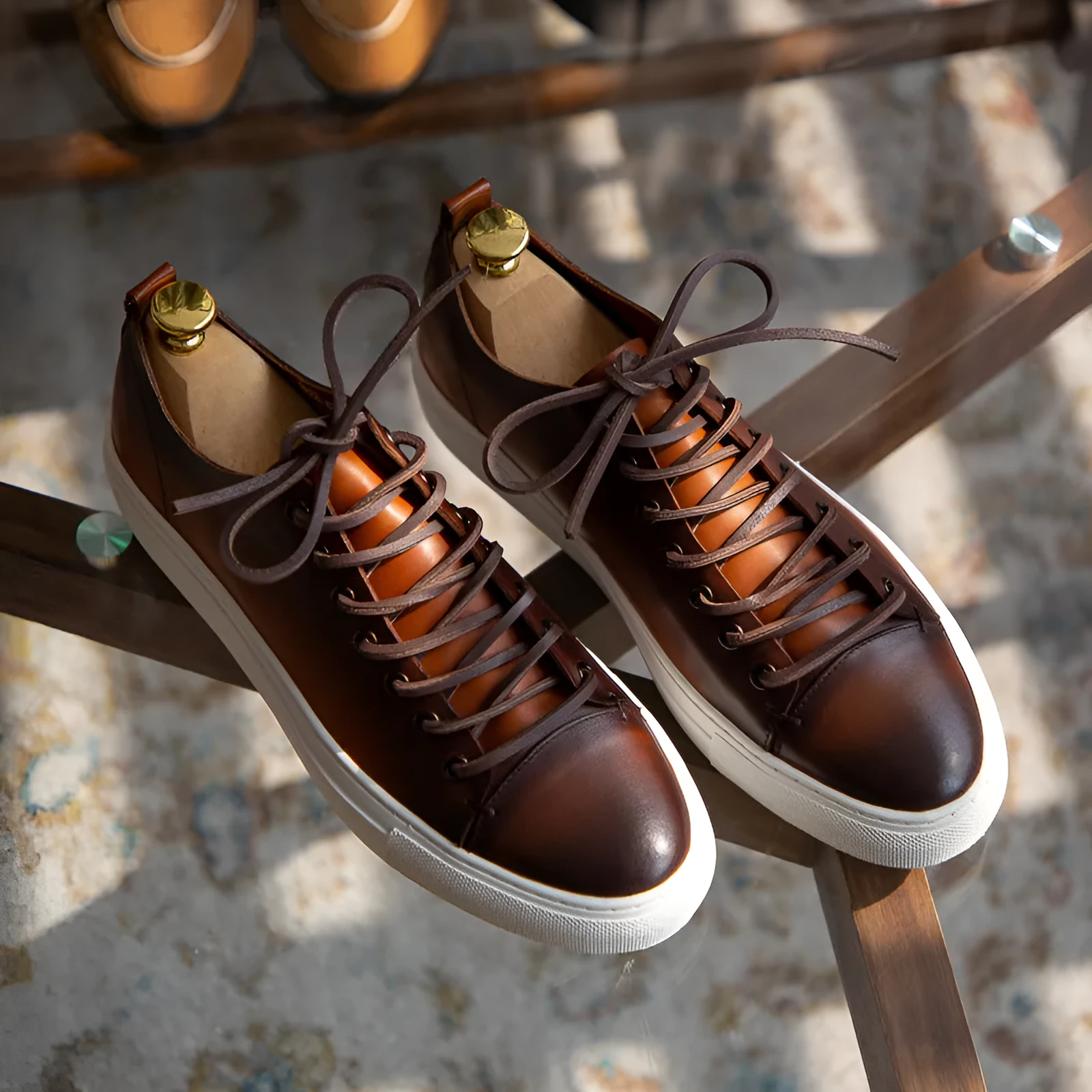 Retro brown cow suede lace-up sneakers, sizes 38-44, handmade nubuck leather casual shoe