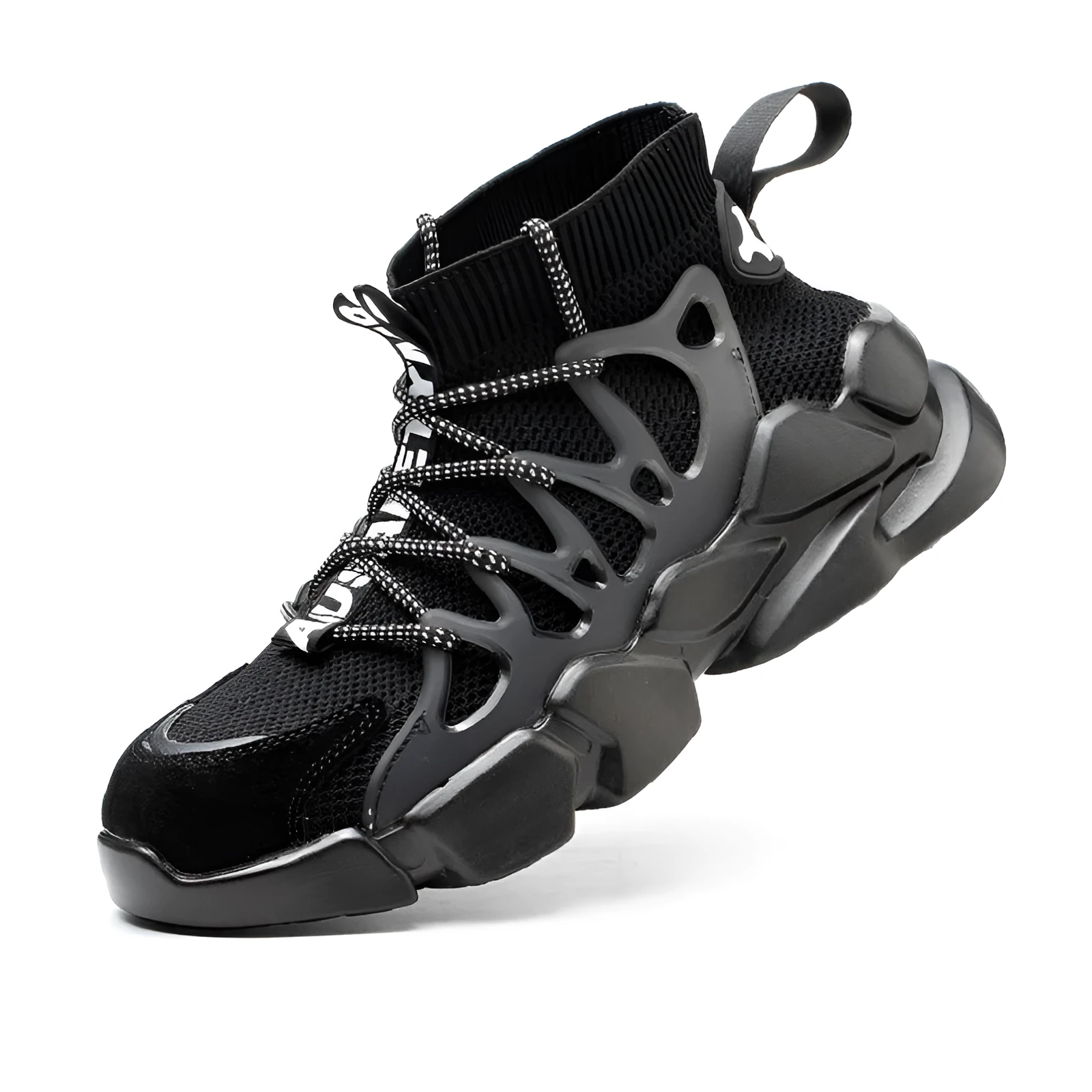 Flying woven breathable protective safety shoes for men, large size, rubber sole, multiple colours