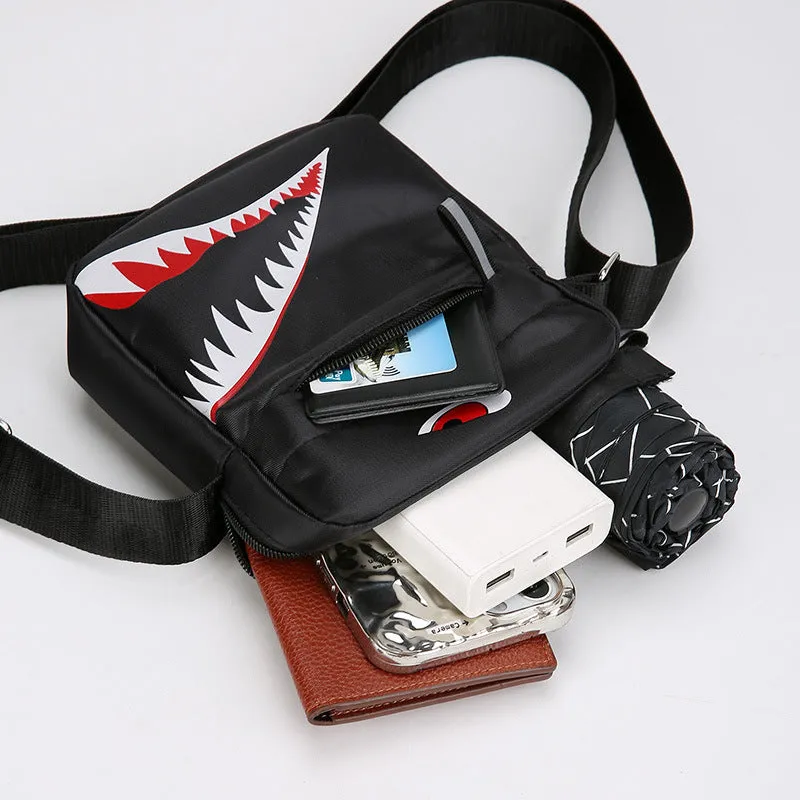 Men's small Oxford cloth crossbody bag with animal print pattern in three colour options
