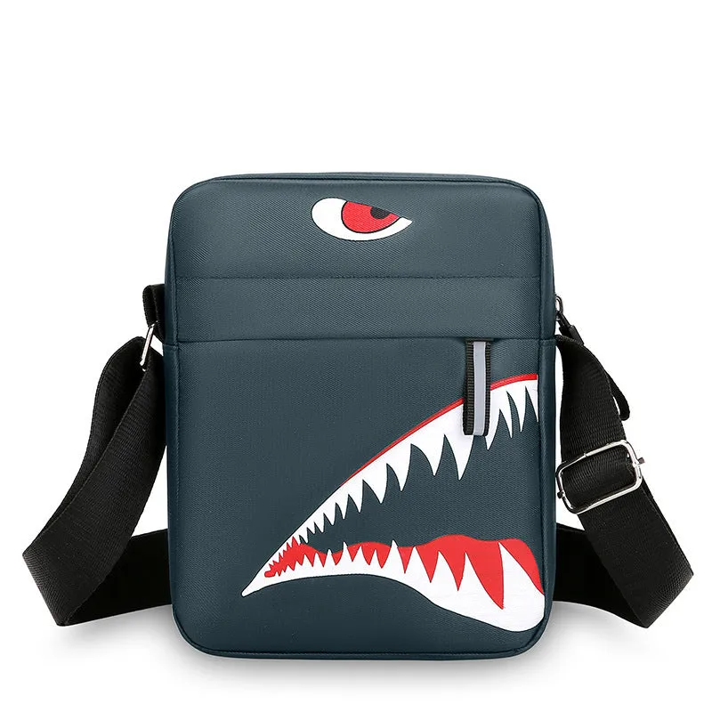Men's small Oxford cloth crossbody bag with animal print pattern in three colour options
