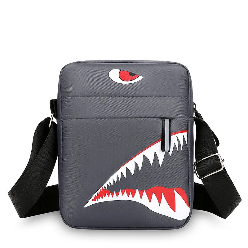Men's small Oxford cloth crossbody bag with animal print pattern in three colour options