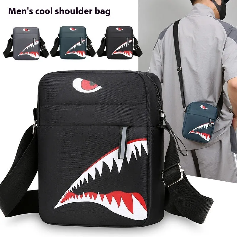 Men's small Oxford cloth crossbody bag with animal print pattern in three colour options