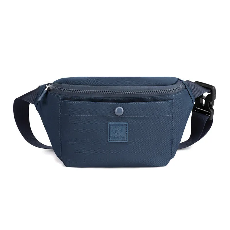 Large capacity crossbody nylon fanny pack for women in eight colours with zipper closure and internal pockets for running and travel